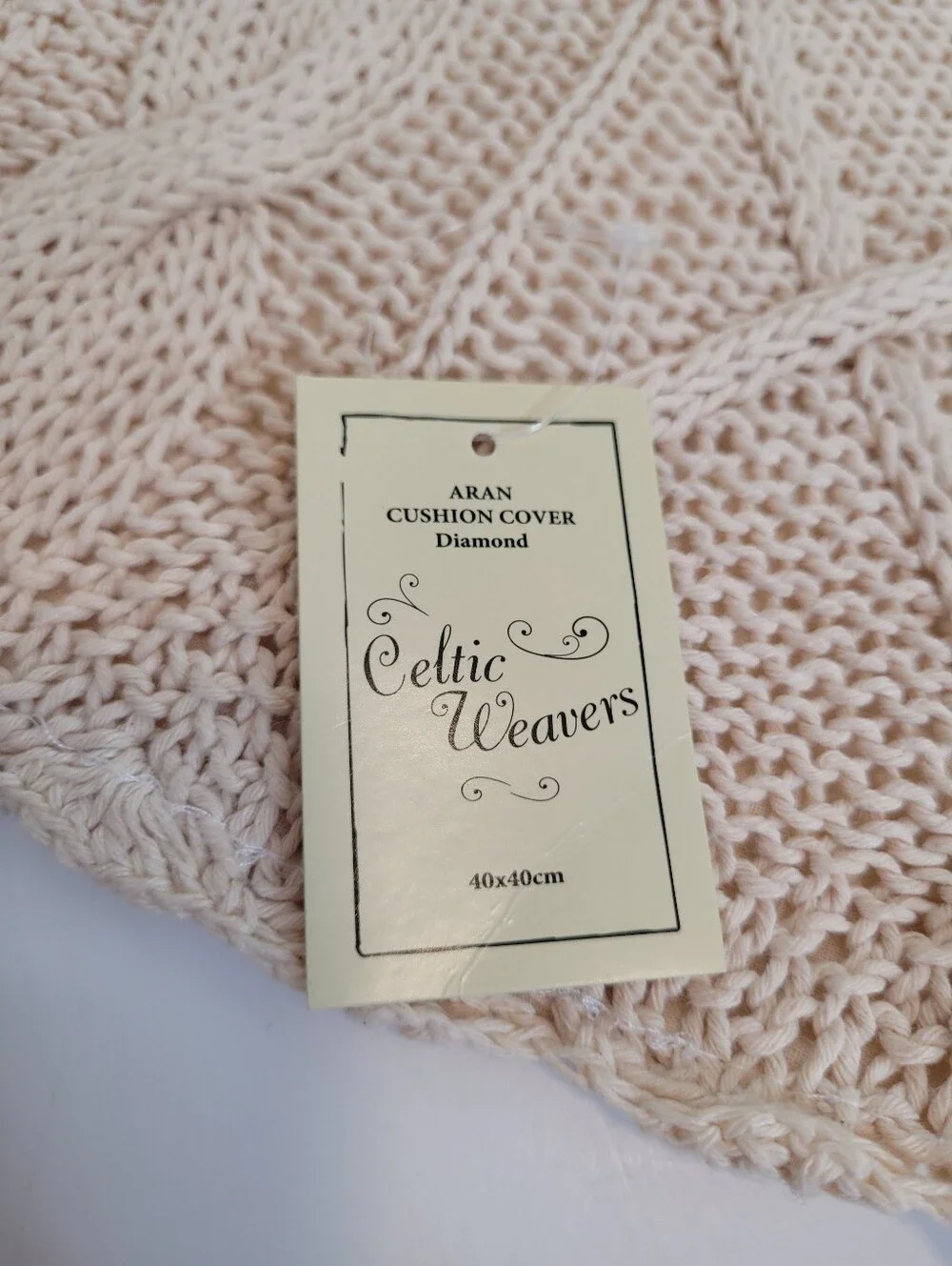 Celtic Weavers Aran Cable Crocheted Pillow Covers 15x15 Natural Cottagecore NEW